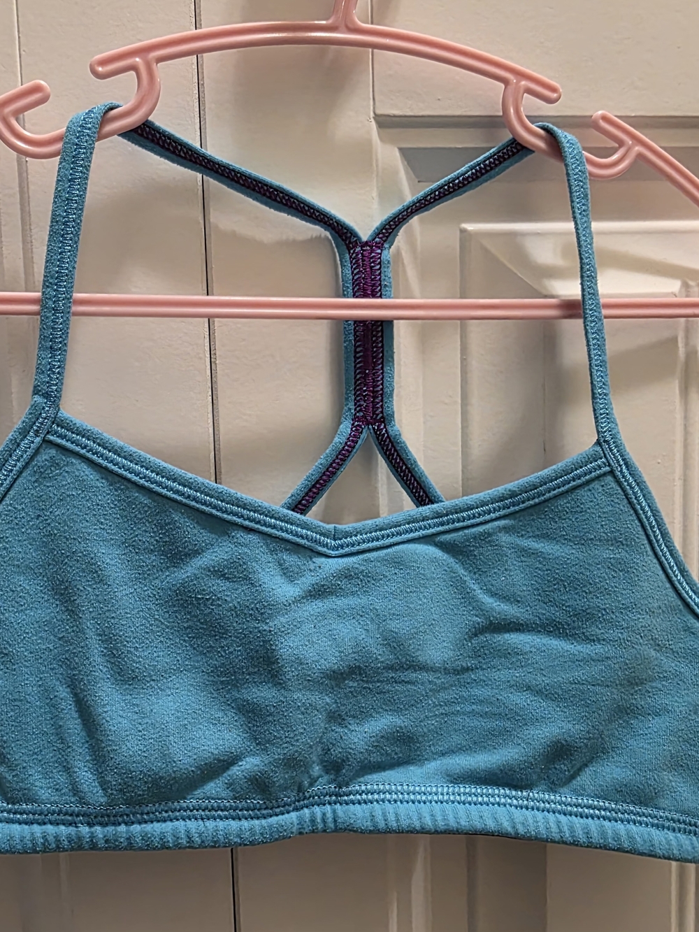 Ivivva Teal Racerback Sports Bralette with Purple Contrast